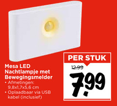  mesa led nachtlampje bewegingsmelder 9 6 cm oplaadbaar usb kabel stuk 