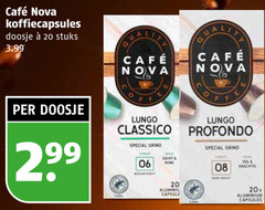  cafe nova koffiecups 20 mcafee koffiecapsules doosje stuks 3.99 lungo classico grind 06 zacht rond profondo aluminium capsule vola capsules 