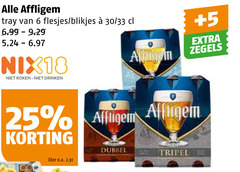  affligem speciaalbieren 6 18 25 tray blikjes 30 33 roken drinken 5 zegels dubbel tripel liter v.a. 