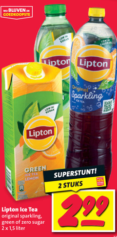  lipton ice tea 2 10 50 sugar calora green lemon original sparkling stuks zero 1 5 liter 