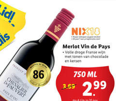  rode wijn 4 10 18 25 750 lid master wine richard chevalier pays nix18 jaar alcohol legitimatie merlot vin volle droge franse tonen chocolade kersen ml 