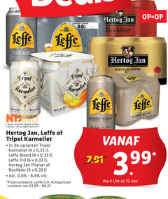  leffe karmeliet hertog jan speciaalbieren blikjes bier 4 6 10 18 25 100 eau 0.0 blonde blond nouveau bockbier natuurzuiver tripel ge jaar alcohol legitimatie biere 33 l pilsner 8 varieeren 3 99 3.99 natuurlijke ingredienten 