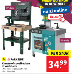  6 35 online lidl.nl delig iii parkside 3 kunststof speelkeuken werkbank licht geluidseffecten batterijen stuk 