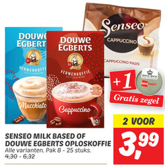  douwe egberts senseo koffiepads oploskoffie 2 8 10 25 douw cafe gourmand verwenkoffie latte macchiato cappuccino melkschuimlaag mousse la pads milk based pak stuks 4 30 6 32 1 royal boch since zegel 3 99 