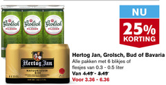  grolsch hertog jan bavaria bud blikjes bier 1 6 25 meesterschap pilsner premium natuurzuiver pakken liter 