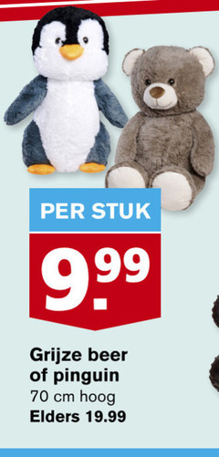  pluche en knuffels stuk grijze beer pinguin cm hoog elders 