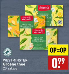  westminster thee 20 groene sinaasappel gember citroen gras zacht kruiden nature zakjes citroengras fris gearomatiseerd citroensmaak theezakjes 