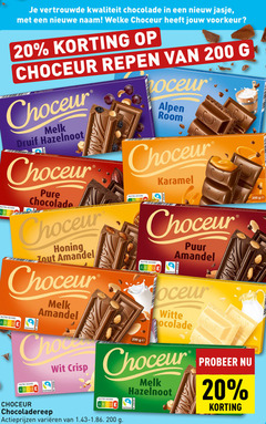  20 200 vertrouwde chocolade jasje nieuwe naam welke repen melk druif hazelnoot nutri score abc honing zout amandel fairtrade cocoa choc wit crisp alpen room karamel puur ge witte chocoladereep varieeren 