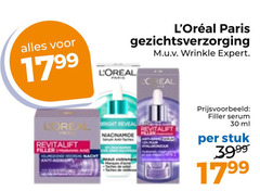  30 paris gezichtsverzorging wrinkle expert loreal bright reveal revitalift filler domain welding macht anti serum ml stuk 