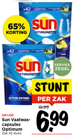  sun vaatwasmiddel 1 42 65 optimum all sparkling active oxygen for effective cleaning vaatwas capsules zak stuks servies zegel 6 99 