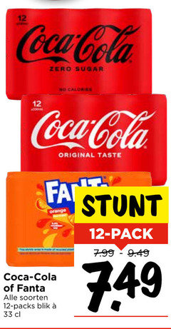  fanta coca-cola frisdrank cola 12 33 coca zero sugar calories original taste fan orange soorten blik pack 