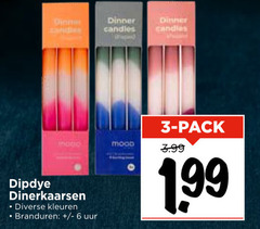  3 6 dinner candles dinerkaarsen kleuren branduren uur mood pack 3.99 