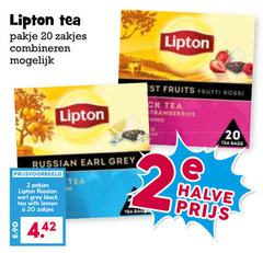  lipton thee 2 20 tea pakje zakjes combineren fruits frutti rossi strawberries bads russian earl grey black with lemon bag halve 