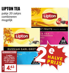  lipton thee 2 10 20 tea pakje zakjes combineren fruits frutti rossi strawberries bads russian earl grey black with lemon bagg halve 