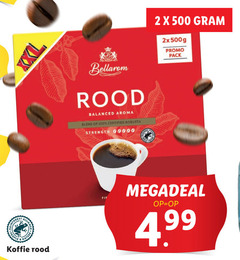  bellarom koffie 2 100 500 2x pack rood balanced aroma blend certified robusta strength people nature megadeal 