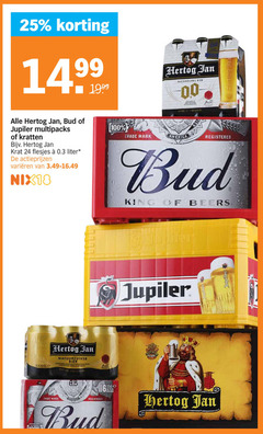  bud hertog jan jupiler krat bier blikjes 9 24 25 100 multipacks kratten liter varieeren nix18 trade natuurzuiver wit america asia 06 alcoholvrij 00 king beers 