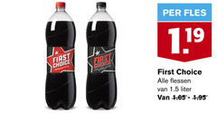  first choice cola regular zero sugar fles flessen liter 