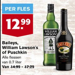  whisky wodka likeur fles 12 99 baileys william puschkin flessen liter lawson blended scotch b led original 