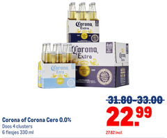  corona alcoholvrij bier speciaalbieren 4 6 100 330 lc 0.0 water natural la since cerveza cerveceria bottles bouteilles flessen brewed under from licentie with barley ingredients origin maize r doos ml 