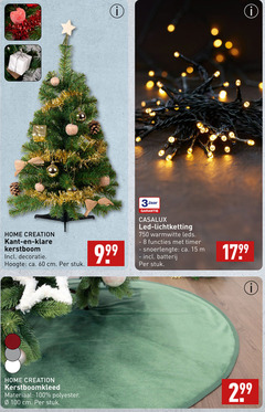  3 8 15 60 100 750 home creation kant kerstboom decoratie hoogte ca. cm stuk kerstboomkleed materiaal polyester jaar led lichtketting warmwitte functies timer snoerlengte batterij 