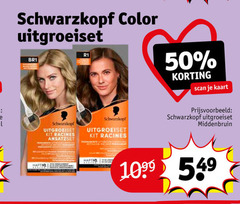  50 schwarzkopf color uitgroeiset kit racines permanent permanente retouche scan kaart middenbruin 