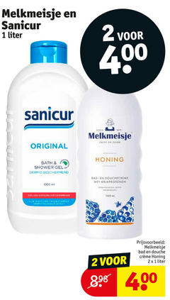  1 2 400 1000 melkmeisje sanicur liter original zacht zuiver honing bath shower gel dermo bad melkproteinen dermatologisch ml oorsprong huidtypen milde formule getest douche 