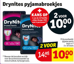  1 2 4 10 12 1000 drynites pyjamabroekjes pyjama pants kans familie uitjes burger zoo personen visage kassabon www.kruidvat.nl boys stuks 