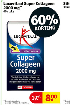  30 60 lucovitaal super collageen mg stuks ml hyaluronzuur zichtbare tekenen ouder vit huid botten tabletten gezondheidsproduct lees 