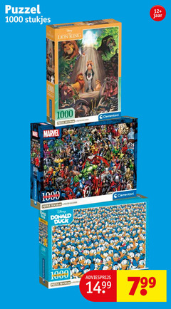  1000 puzzel stukjes king marvel puzzle 50x70cm clementoni poster donald duck 12 jaar cm 