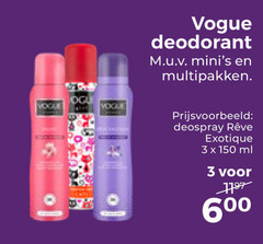  3 150 vogue deodorant multipakken deospray exotique ml 6 