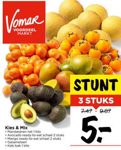  1 2 3 5 voordeel markt mix mandarijnen kilo avocado ready to schaal stuks mango galiameloen kaki bak 