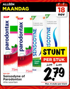  sensodyne paradontax tandpasta 6 18 279 maandag parodontax new pauze fresh mint 1.75m soorten stuk stuks 