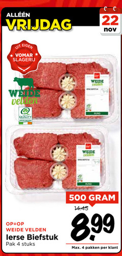  4 22 500 vrijdag slagerij weides velden weide quality origin ireland biefstuk pak stuks pakken 