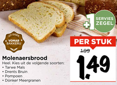  servies zegel bakkerij molenaersbrood volgende soorten tarwe drents bruin pompoen donker meergranen stuk 