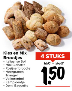  4 150 mix broodjes italiaanse bol ciabatta meergranen triangel kampioentje demi baguette stuks 