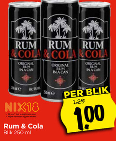  5 18 25 250 rum cola original nix18 jaar legitimatie alcohol blik ml be 1 00 