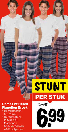  40 60 dames heren flanellen broek damesmaten xl herenmaten xxl materiaal katoen polyester stuk 6 99 