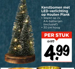  30 kerstbomen led verlichting houten plank 2x aa batterijen cm hoog stuk 