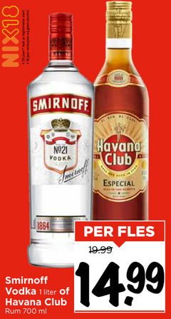  1 18 25 700 1864 nix18 jaar legitimatie alcohol smirnoff vodka havana club especial liter rum ml fles 