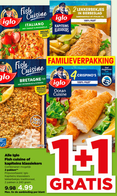  1 2 4 100 240 kapitein iglo fish cuisine italiano tomaat mozzarella nieuwe klassiekers lekkerbekjes samengesteld stukjes vis filet bretagne style peterselie citroen vernieuwd recept familieverpakking ocean diepgevroren versheid gecertificeerd duurzame visserij www.msc.org nl gemaakt combineren pakken traditioneel 5x aanbieding 