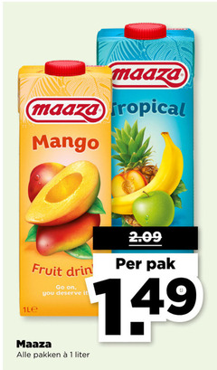  1 maaza tropical mango fruit go you it pakken liter pak 