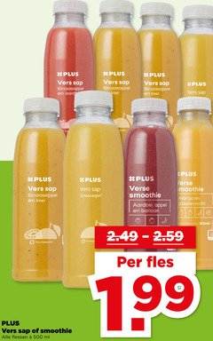  500 vers sap sinaasappel kiwi verse smoothie aardbei appel banaan mango passievrucht koudgeperst flessen ml fles 500ml 