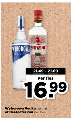  1 wyborowa beefeater vodka gin polish by fles liter 