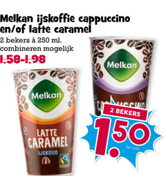  melkan ijskoffie 2 150 250 cappuccino latte caramel bekers ml combineren ijskoud liter 