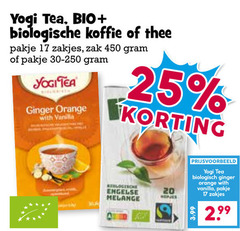  yogi tea bio plus koffie thee 17 20 25 450 biologische pakje zakjes zak ginger orange with vanilla engelse melange 3.99 biologisch 