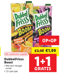  1 vleugje dubbel frisss ananas mango combinaties dubbelfrisss boost zuivel 5 l pak 3 99 