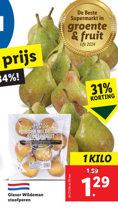  1 24 31 34 supermarkt groente fruit gfk gieser wildeman kaneel stoven 1kg mand stoofperen kilo 