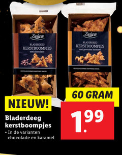  60 bladerdeeg kerstboompjes chocolade karamel snacks 