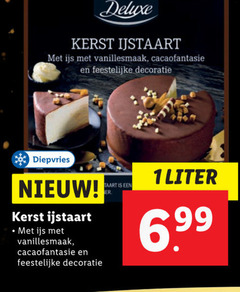  1 kerst ijstaart ijs vanillesmaak cacaofantasie feestelijke decoratie diepvries taart liter 6 99 