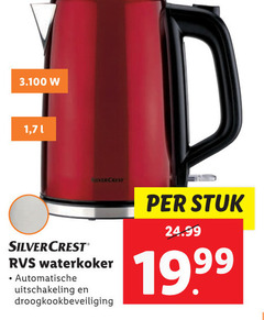  1 7 l silvercrest silver crest rvs waterkoker automatische uitschakeling droogkookbeveiliging stuk 